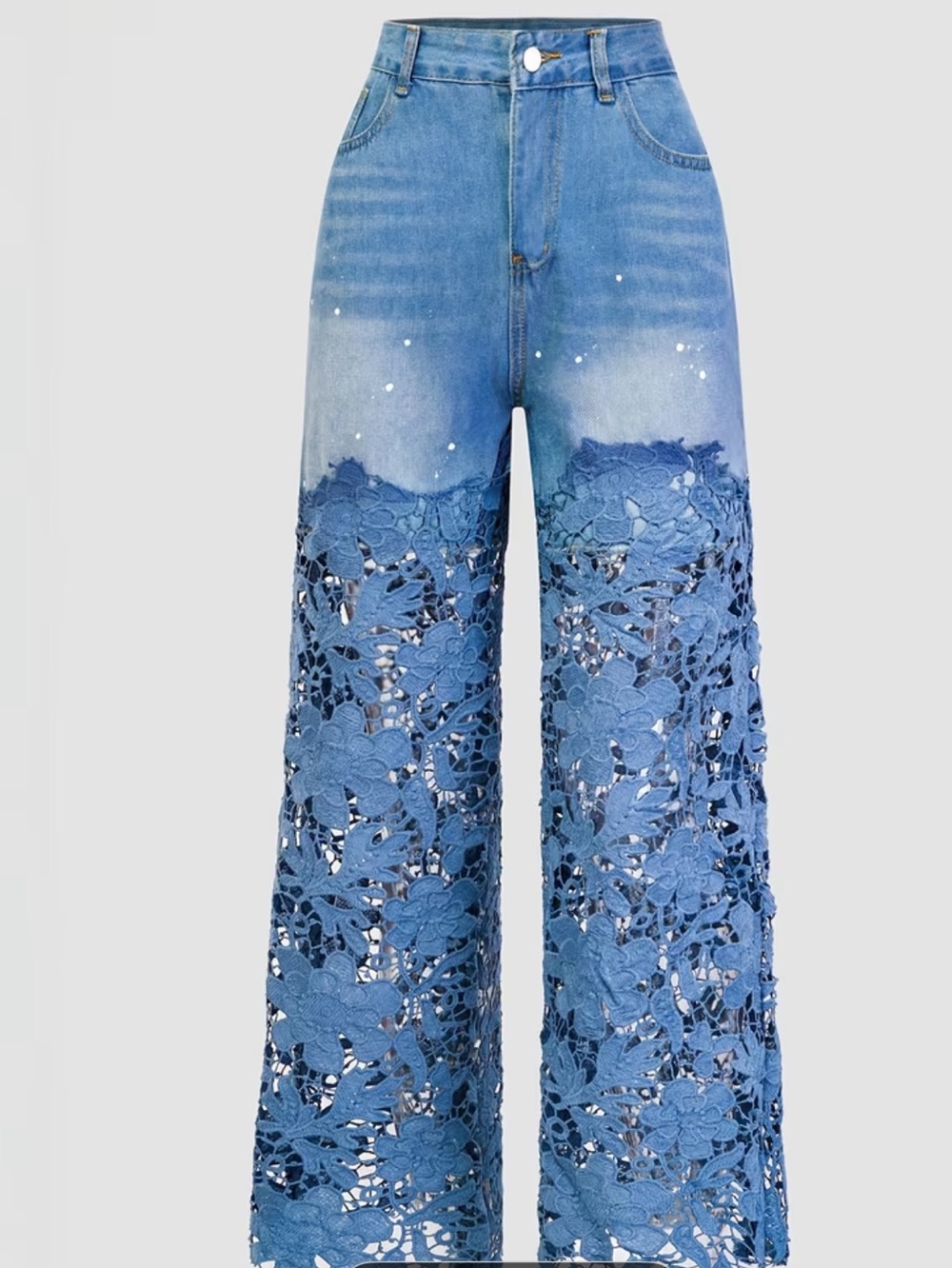 Blue Lace Panel Jeans